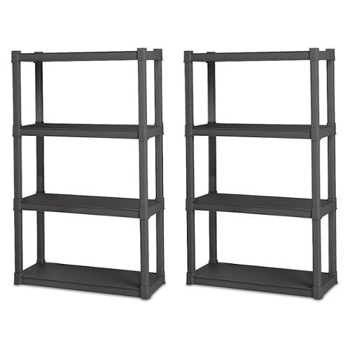 Sterilite - Durable Solid Gray Surface Shelving Unit, 2 Pack