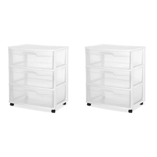 Sterilite - Wide Storage Cart Portable Container w/Casters (2 Pack)