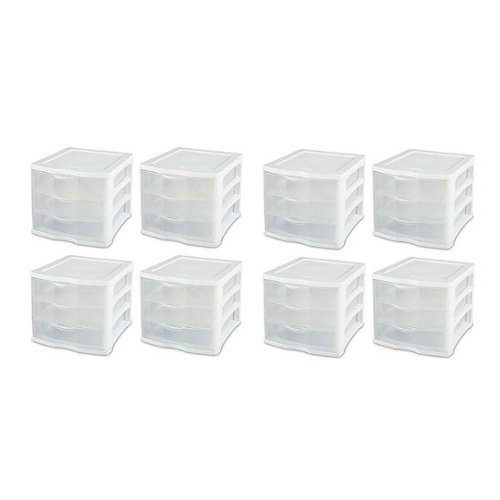 Sterilite - ClearView Compact Portable Drawer Organizer Cabinet (8 Pack)