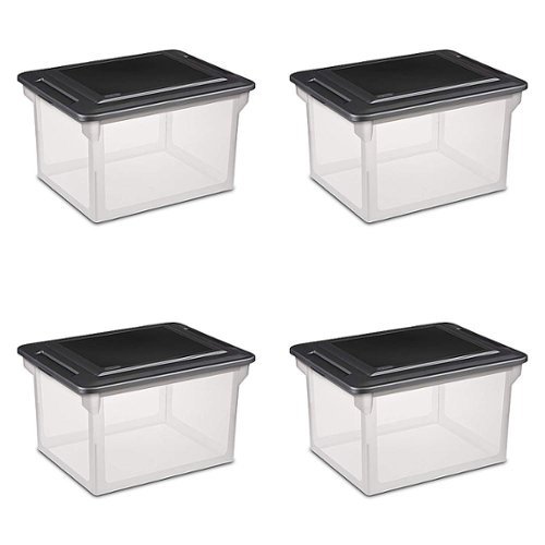Sterilite - Convenient Versatile Clear Organizing Storage File Box w/Lid (4 Pack)