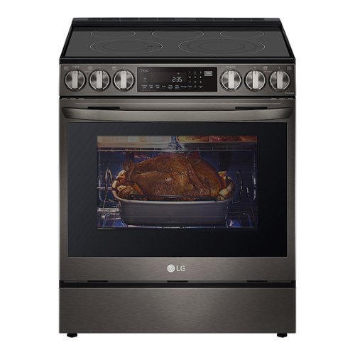 LG - 6.3 Cu. Ft. Smart Slide-In Electric True Convection Range with EasyClean, Air Fry, and InstaView - Black stainless steel