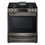 LG - 6.3 Cu Ft Freestanding Gas Range with Air Fry, Air Sous-Vide, ProBake Convection, and Smart WiFi - Black stainless steel - Front_Standard