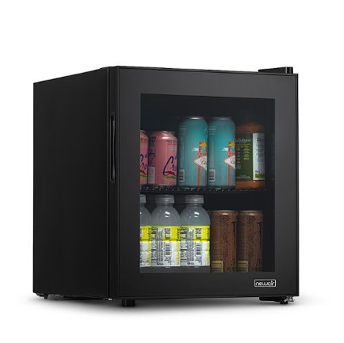 NewAir - 60-Can Beverage Cooler with Reversible Glass Door, Door Alarm, Perfect for Work from Home Station, Dorms, and Game Room - Black