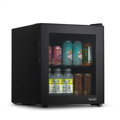 Front. NewAir - 60-Can Beverage Cooler with Reversible Glass Door, Door Alarm, Perfect for Work from Home Station, Dorms, and Game Room - Black.