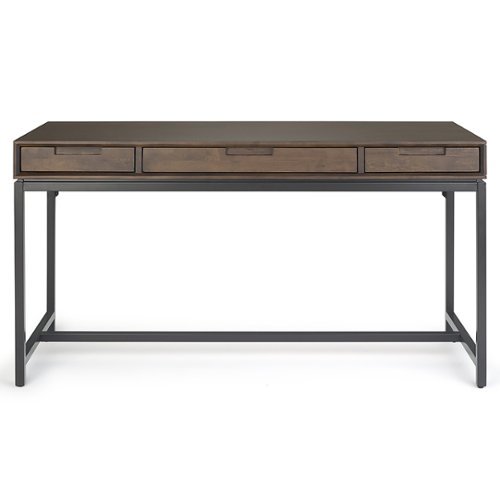 Simpli Home - Banting Solid Hardwood Modern Industrial 60 inch Wide Desk - Walnut Brown