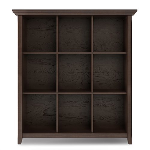 Simpli Home - Acadian Solid Wood 48 inch x 44 inch Rustic 9 Cube Bookcase and Storage Unit - Warm Walnut Brown