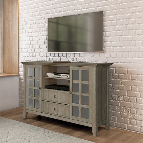 Simpli Home - Acadian SOLID WOOD 53 inch Wide Transitional TV Media Stand For TVs up to 60 inches - Distressed Grey-Front_Standard 