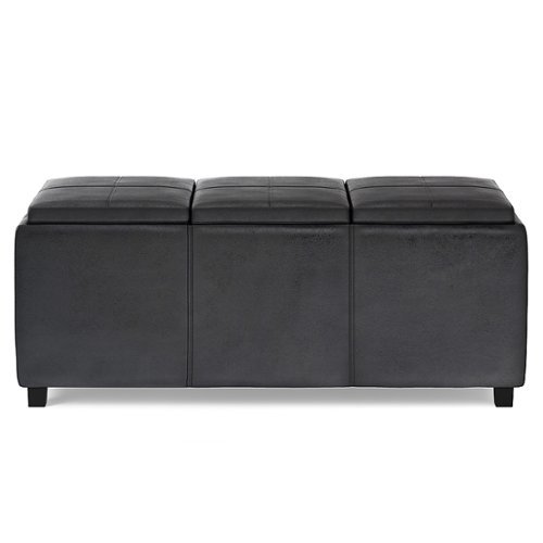 Simpli Home - Avalon 42 inch Wide Contemporary Rectangle Storage Ottoman - Distressed Black