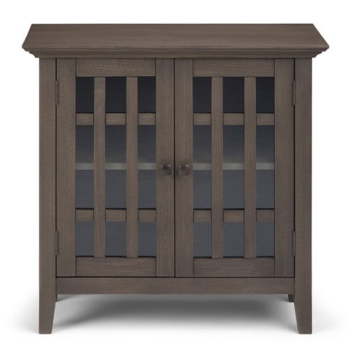 Simpli Home - Bedford SOLID WOOD 32 inch Wide Transitional Low Storage Media Cabinet in - Farmhouse Grey