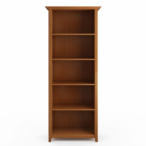Simpli Home - Amherst Solid Wood 70 inch x 30 inch Transitional 5 Shelf Bookcase - Light Golden Brown