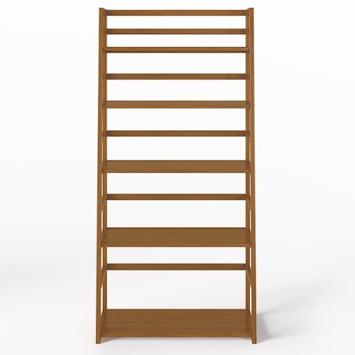 Simpli Home - Acadian Solid Wood 63 inch x 30 inch Rustic Ladder Shelf Bookcase - Light Golden Brown
