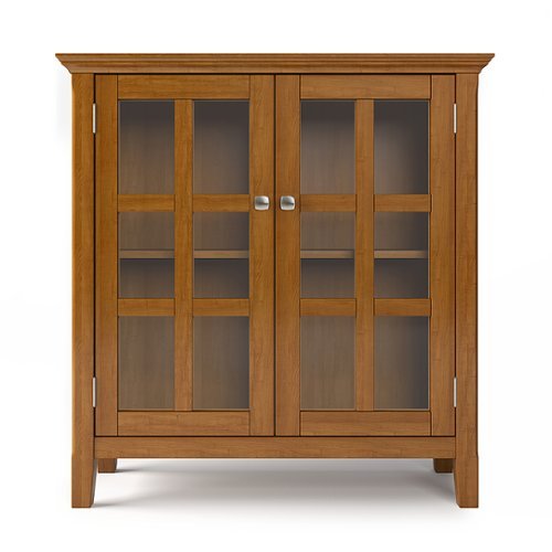 Simpli Home - Acadian SOLID WOOD 35 inch Wide Transitional Low Storage Cabinet in - Light Golden Brown