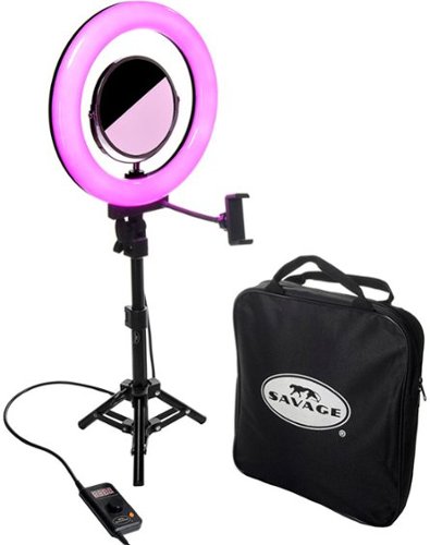 Savage Universal - 12" RGB Tabletop Ring Light with Stand, Mirror, Phone Holder and Carry Bag - Black
