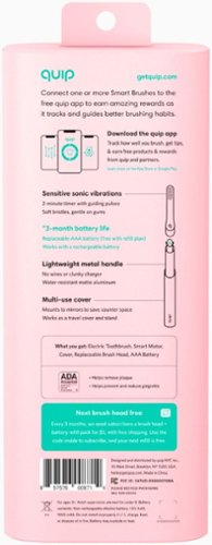 Quip Metal Smart Electric Toothbrush Starter Kit - 2-Minute Timer, Bluetooth, Free App + Travel Case - All-Pink WORLDWIDE DELIVERY