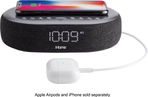 iHome TimeBoost - Bluetooth Stereo Alarm Clock with Speakerphone, Wireless Charging and USB Charging - Black/Gunmetal BUY ONLINE