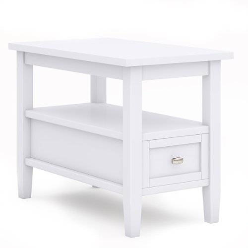 Simpli Home - Warm Shaker SOLID WOOD 14 inch Wide Rectangle Transitional Narrow Side Table in - White