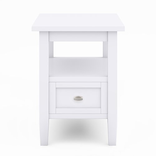 Simpli Home - Warm Shaker SOLID WOOD 14 inch Wide Rectangle Transitional Narrow Side Table in - White