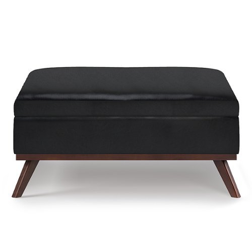 Simpli Home - Owen 36 inch Wide Mid Century Modern Square Coffee Table Storage Ottoman - Midnight Black