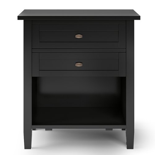 Simpli Home - Warm shaker solid wood 24 inch wide transitional bedside nightstand table - Black