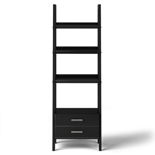 Simpli Home - Sawhorse SOLID WOOD 72 inch x 24 inch Modern Industrial Ladder Shelf with Storage in - Black