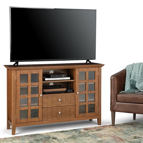 Simpli Home - Acadian SOLID WOOD 53 inch Wide Transitional TV Media Stand in Light Golden Brown For TVs up to 60 inches - Light Golden Brown