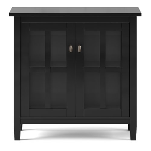 Simpli Home - Warm Shaker SOLID WOOD 32 inch Wide Transitional Low Storage Cabinet in - Black