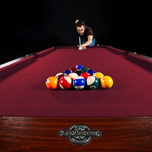Lancaster Gaming Company - Classic Design Pool Table w/ 2 Cues - Burgundy-Alt_View_Standard_16 