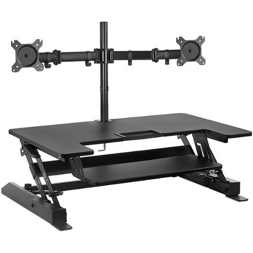 Mount-It! - Sit-Stand Desk Converter  with Dual Monitor Mount - Black