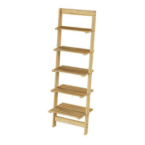 Hastings Home - Open Ladder 5-Tiered Bookshelf - Oak-Alt_View_Standard_16 