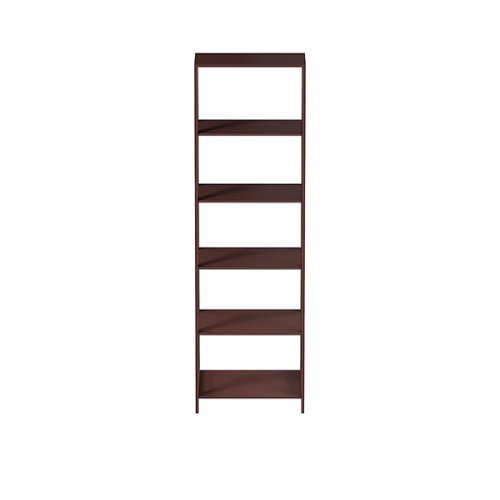 Hastings Home - 5 Shelf Ladder Bookshelf- Free Standing Wooden Tiered Bookcase with Frame & Leaning Look for Home & Office Storage - Dark Brown-Alt_View_Standard_17 