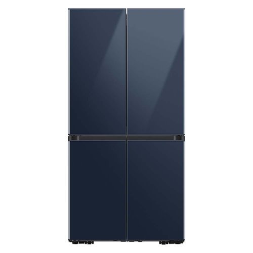 Samsung - BESPOKE 23 cu. ft. 4-Door Flex French Door Counter Depth Refrigerator with WiFi and Customizable Panel Colors - Navy glass