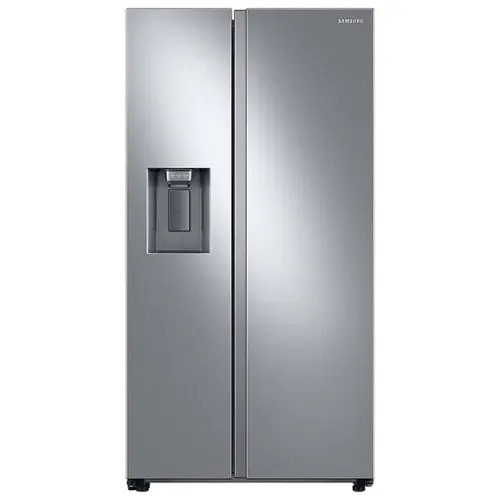 Front. Samsung - 27.4 cu. ft. Side-by-Side Smart Refrigerator with Large Capacity - Fingerprint Resistant Stainless Steel.