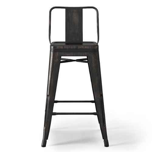 Simpli Home - Rayne Industrial Metal 24 inch Counter Height Stool (Set of 2) in - Distressed Black