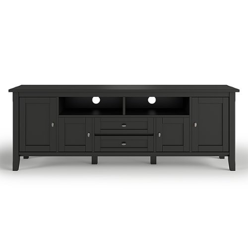 Simpli Home - Warm Shaker SOLID WOOD 72 inch Wide Transitional TV Media Stand in Black For TVs up to 80 inches - Black