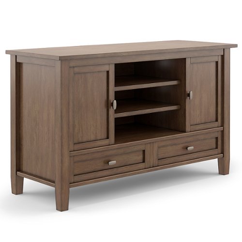 Simpli Home - Warm Shaker SOLID WOOD 47 inch Wide Transitional TV Media Stand in Rustic Natural Aged Brown For TVs up to 50 inches - Rustic Natural Aged Brown