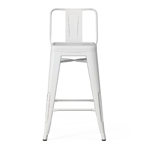 Simpli Home - Rayne Industrial Metal 24 inch Counter Height Stool (Set of 2) in - Distressed White