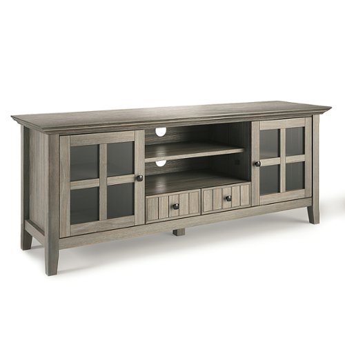 

Simpli Home - Acadian Solid Wood 60 inch Wide Transitional TV Media Stand For TVs up to 65 inches - Distressed Grey