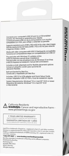Best Buy essentials™ USB to VGA Adapter - White SHOP ONLINE