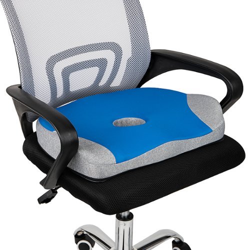 Mind Reader - Ergonomic Seat Cushion, Gel Chair Comfort Padding, Tailbone Relief Cutout - Blue