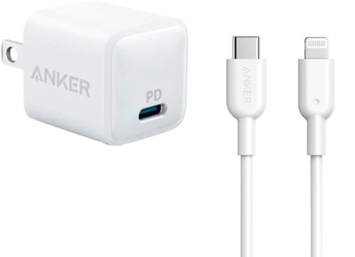 Anker - PowerPort PD Nano 20W USB-C Wall Charger with 6-ft USB-C to Lightning Cable for iPhone - White