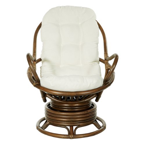 

OSP Home Furnishings - Kauai Rattan Swivel Rocker Chair - Linen