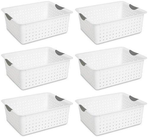  Sterilite - Large Plastic Bin Organizer Storage Basket w/ Handles (6 Pack) - White