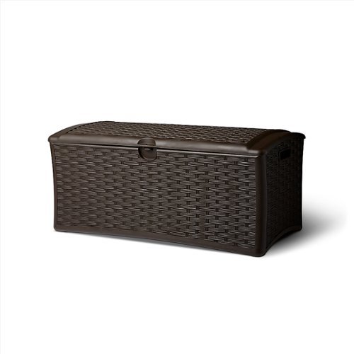Suncast - Resin Wicker Outdoor Patio Storage Deck Box, Brown