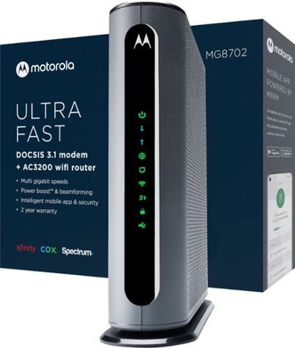 Image of Motorola - MG8702 32x8 DOCSIS 3.1 Cable Modem + AC3200 Router - Black