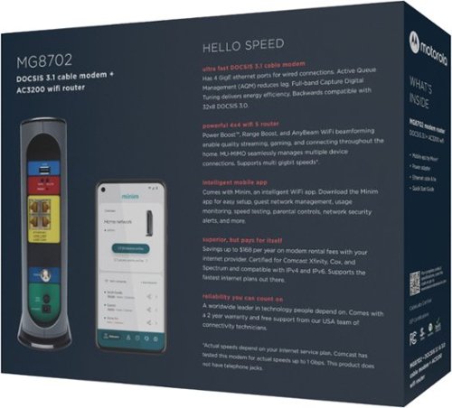 Motorola MG8702 32x8 DOCSIS 3.1 Cable Modem + AC3200 Router - Black WORLDWIDE DELIVERY
