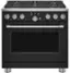 Front. Café - 5.75 Cu. Ft. Freestanding Dual Fuel True Convection Range with 6 Burners, Customizable - Matte Black.