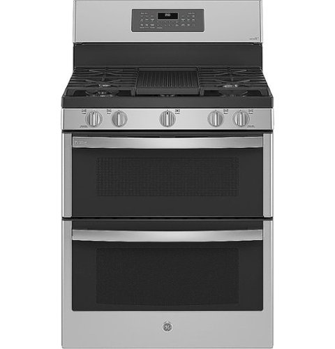 GE Profile - 6.8 Cu. Ft. Frestanding Double Oven Gas True Convection Range with No Preheat Airfry-Front_Standard 