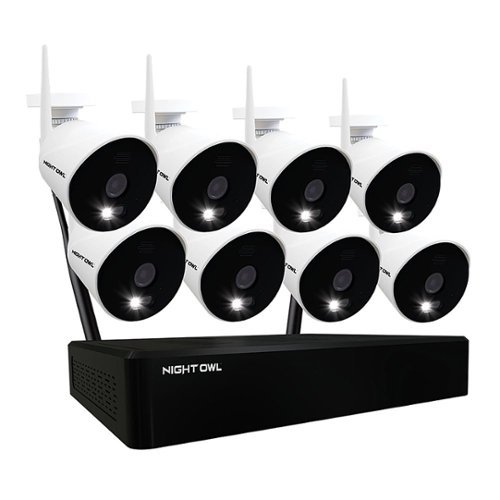 Night Owl - 10 Channel Wi-Fi NVR with 8 Wi-Fi IP 1080p HD 2-Way Audio Cameras and 1TB Hard Drive - White