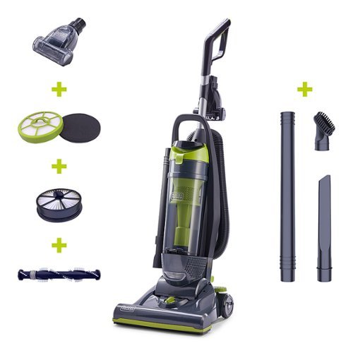 Black+Decker - Corded Bagless Upright Vacuum with HEPA Filter - TITANIUM GRAY/ LIME GREEN