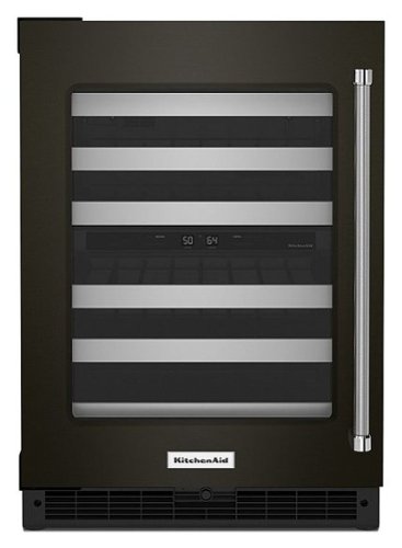 KitchenAid - 46-Bottle Dual-Zone Wine Cellar with Glass Door and Metal-Front Racks - Black Stainless Steel